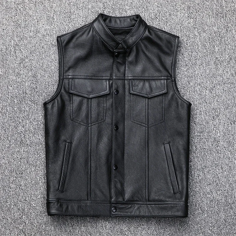 Men Vest Biker Motorcycle Hip Hop Waistcoat Male Faux Leather Punk Sleeveless Leather Jacket reflective vest tactical vest