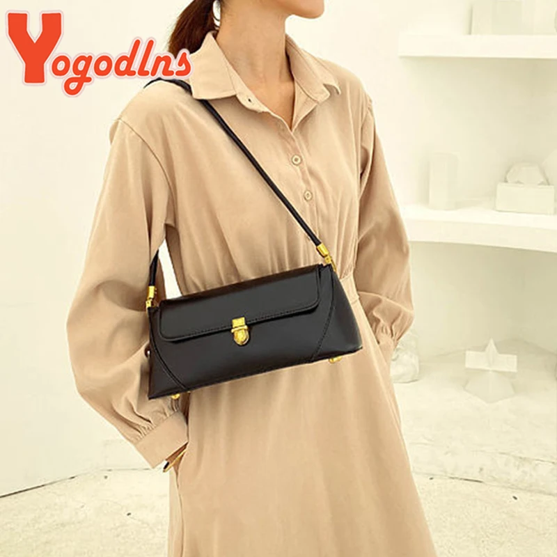 Yogodlns Retro Flap Underarm Bag for Women PU Leather Shoulder Bag Luxury Armpit Handbag Designer Clutch Purrse Bolsa