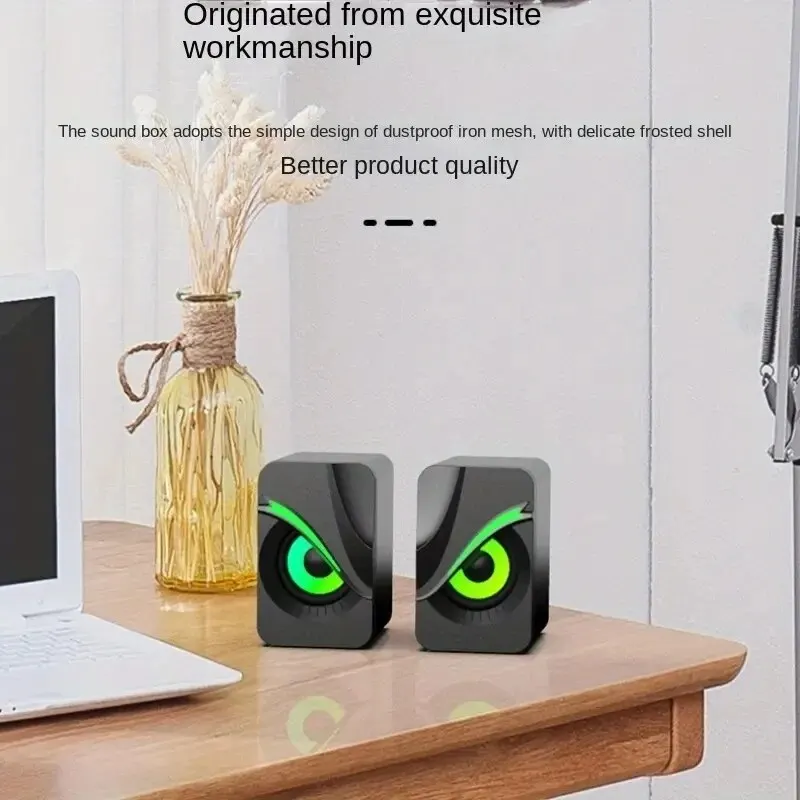 Computer Speaker Altavoces Para Ordenador Caja De Sonido PC Microfono Estereo HIFl USB Concable Con Luz LED Ordenador De Escritori