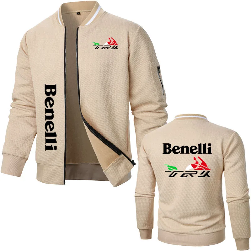 Spring Autumn Men's new zipper jacket Sweatshirt coat Benelli TRK 502X print Casual plaid Harajuku cotton Men's baseball jacket 4