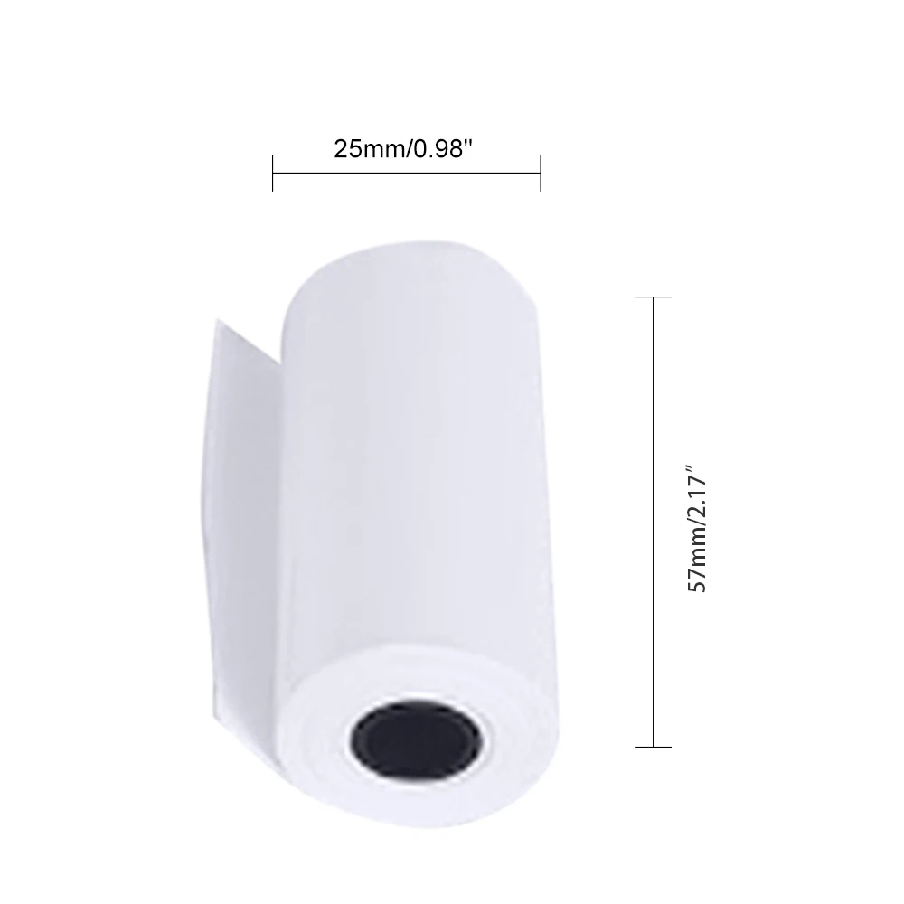 5 롤 감열지 57x25mm 미니 프린터 인쇄 용지 휴대용 포토 프린터 용지 스티커 메모 연구 라벨 용지