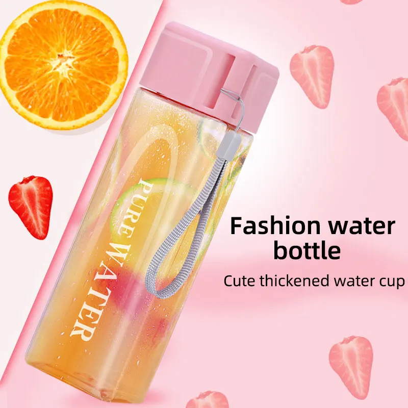 Sports Water Bottle 480ml 1 Pcs Clear Square Drinking Glass in Plastic for Outdoor Sports