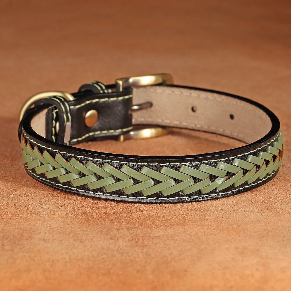 High Quality Leather Dog Braided Durable Pet Collars - PeticaDeals