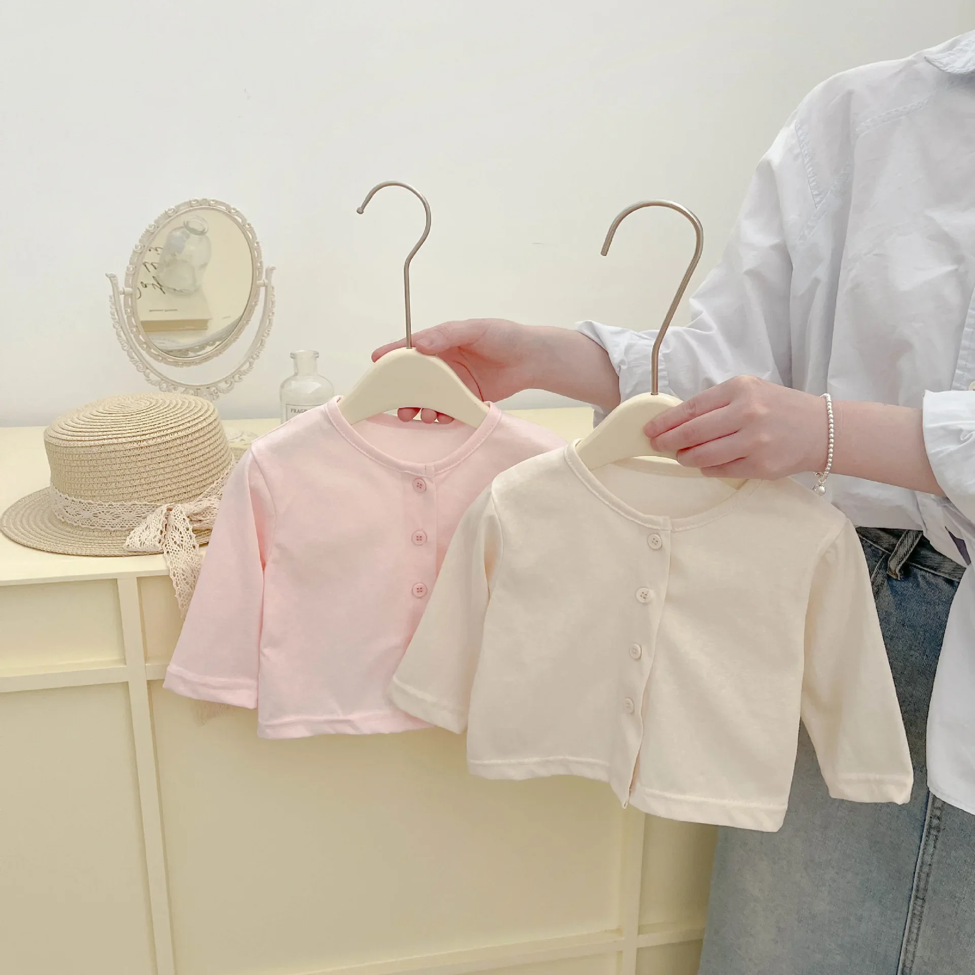 Baby Solid Color Sunscreen Clothes Thin Breathable Cardigan Korean Girls Air-conditioned Clothing Casual Long Sleeved Jacket