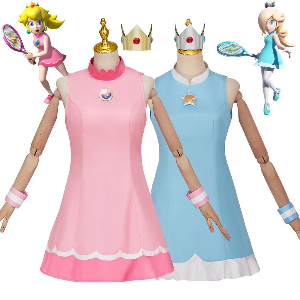 Peach Princess Rosalina Cosplay Costume Dress Woman Sleeveless