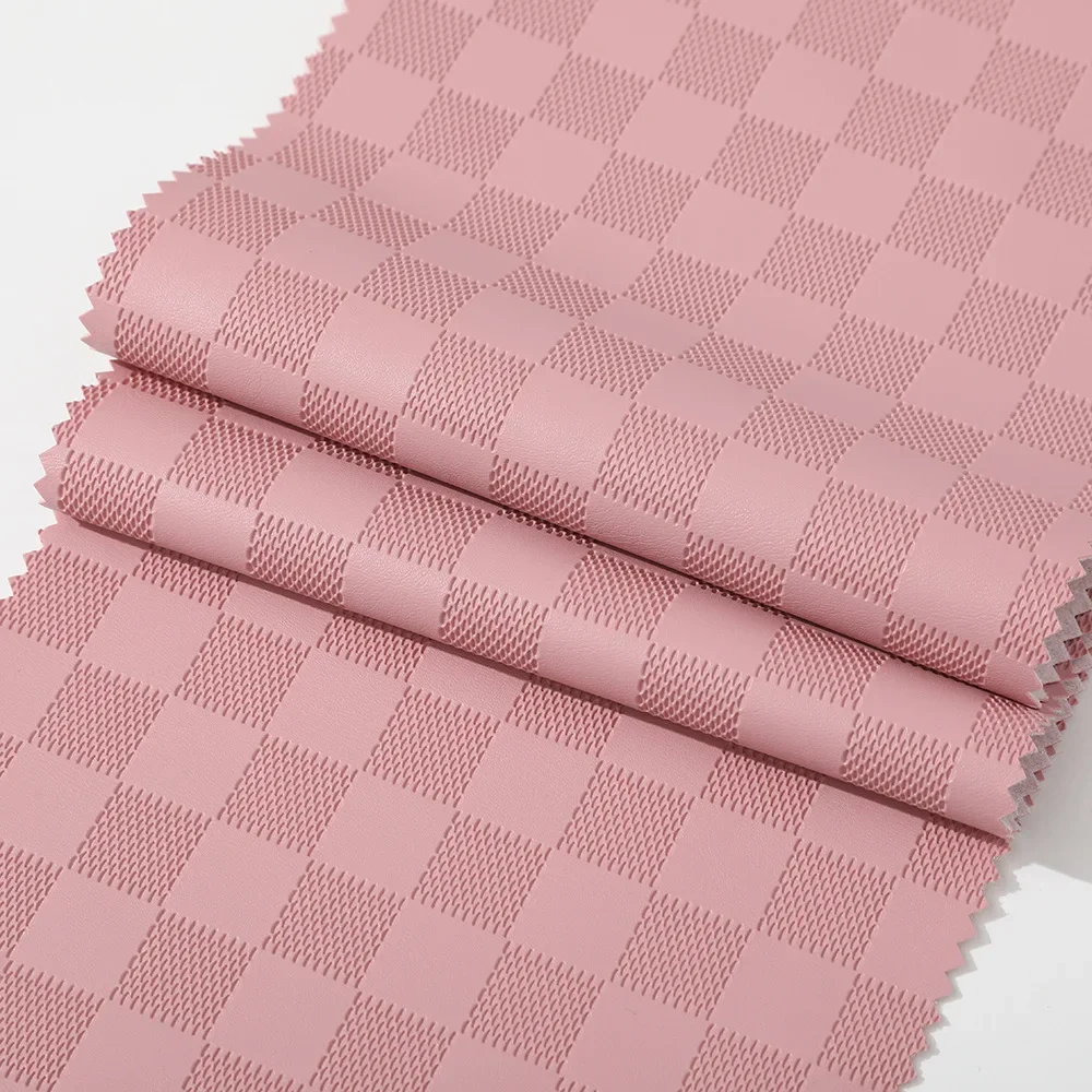 New 1.0mm Grid Pattern Leather Colorful Checkerboard Embossed Leather Fabric Square Half PU Artificial