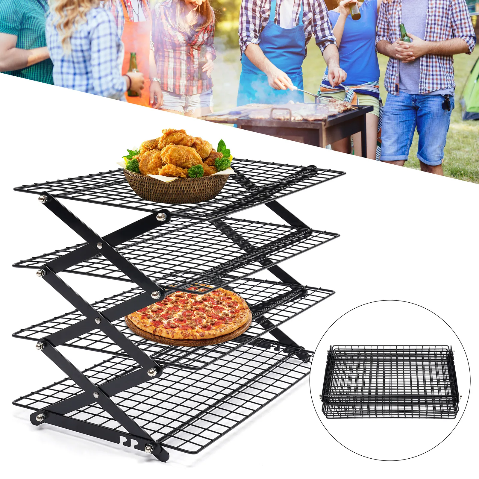 4-Tier-Collapsible-Cooling-Rack-Adjustable-3-Setting-Design-Stackable ...