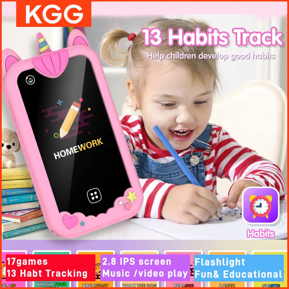 JoyStone Kids Smart Phone, 2.8" Touchscreen Toddler Learning Play Toy Phone Dual Camera Game Music Player Christmas Birthday Gifts 3 9 Year Old Girls P