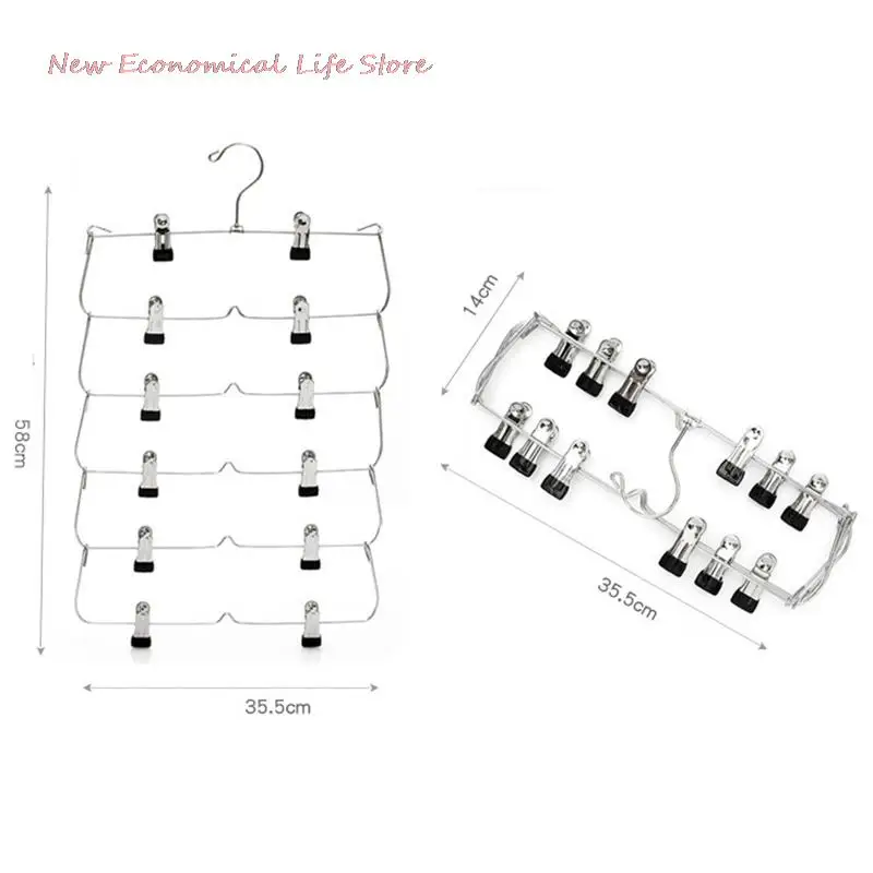 4/6-Tier Skirt Pants Shorts Hangers with Adjustable Clips Space Saving No Slip 12 Clothing Storage Metal Rack clothes hanger,clothes rack,trousers clip
