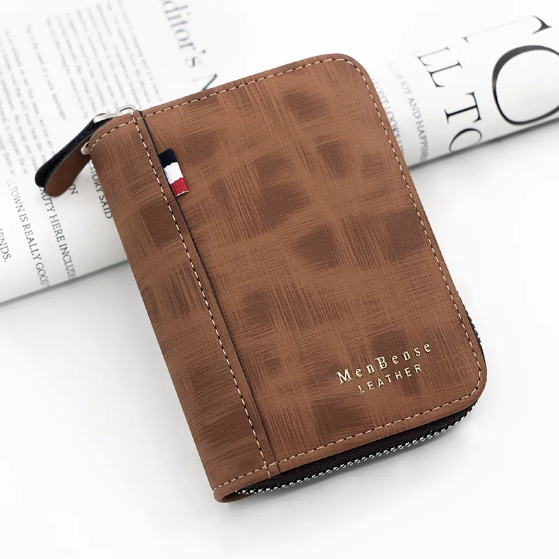 European American style men short wallet hot gold lettering vertical fence chain frosted certificate bag zero wallet men wallet