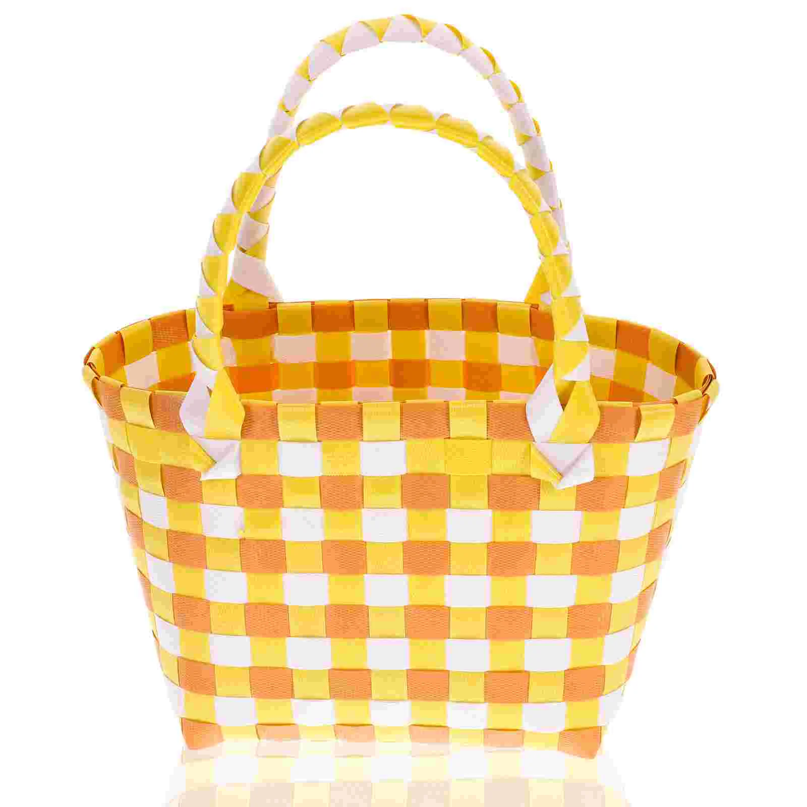 

Ipetboom Flower Girl Basket Woven Storage Basket Shopping Bag Handles Portable Market Basket Woven Tote Bag Reusable Grocery