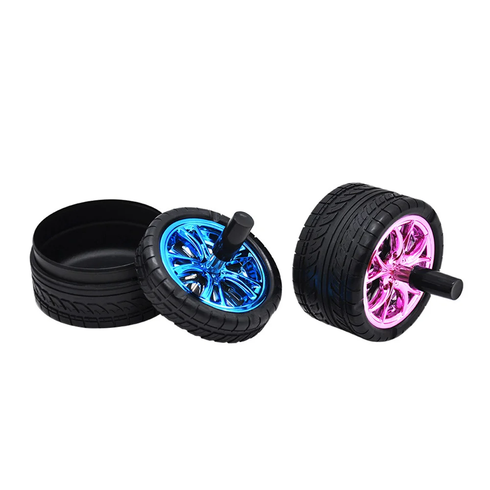Creative Ashtray for Home Tire Design Ash Tray for Decoration Smoking Accessories Windproof Push Down Rotation Ashtray With Lid
