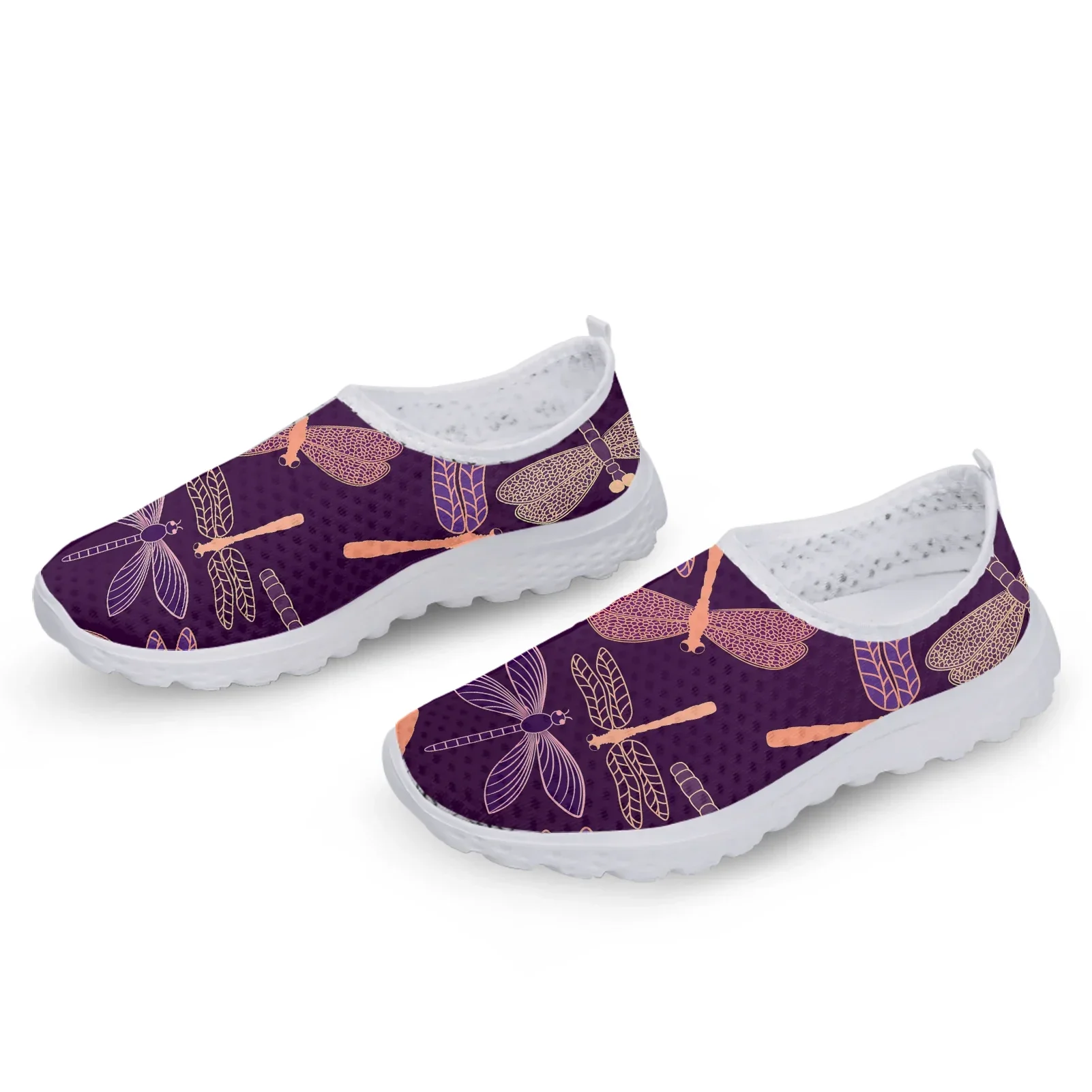 Purple Boho Butterfly Dragonfly Design Comfortable Brand Loafers Soft Summer Mesh Shoes Walking Sneakers Zapatos