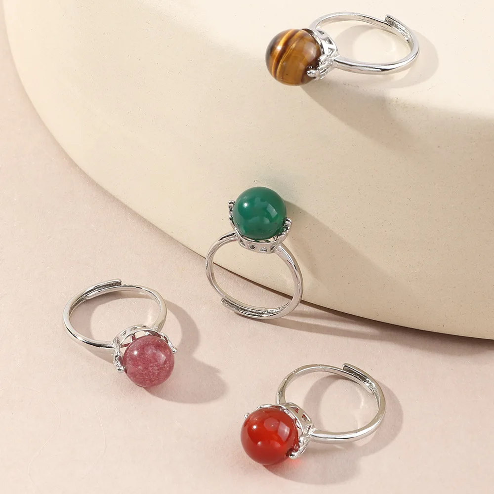 Anillos De Piedra De gata De Cristal Natural Para Mujer Joyer a De 