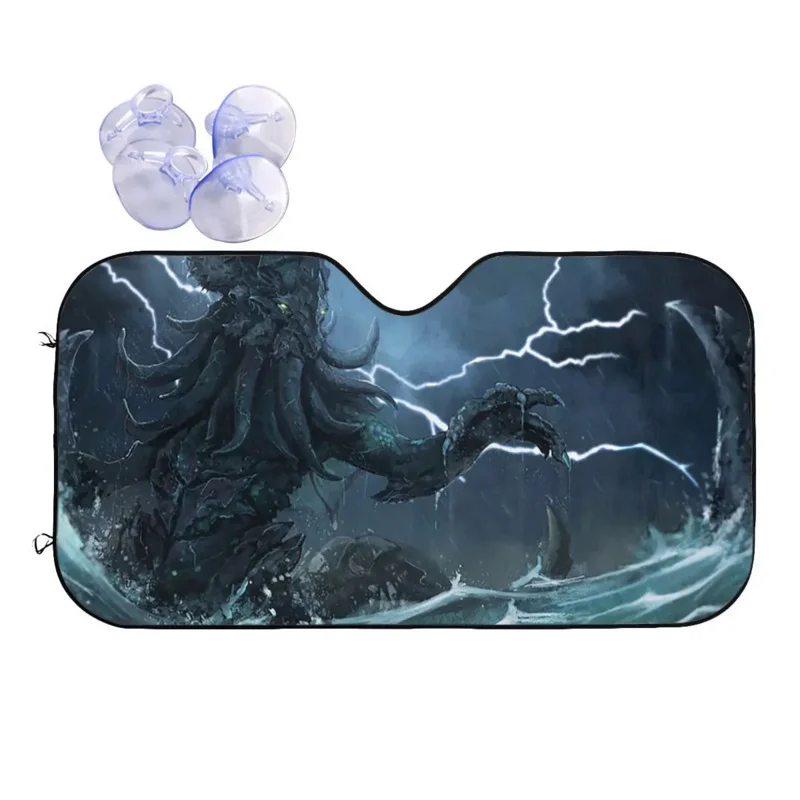 

The Rise Of Great Cthulhu Windshield Sunshade Lovecraft and Cthulhu Car Front Block Window Windscreen Cover Sunscreen Curtain