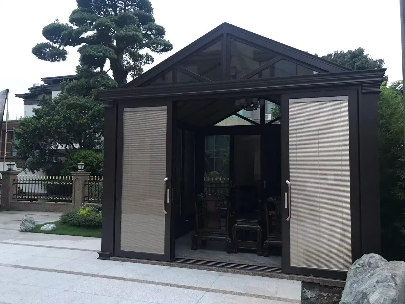 Villa Outdoor Aluminum glass garden house Veranda four Season Sunroom double Glass Aluminum