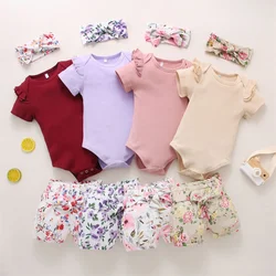 Ensemble de vêtements d'été princesse pour bébé fille, barboteuse et short à volants solides, tenues pour enfants de 0 à 24 mois, vêtements pour nouveau né 