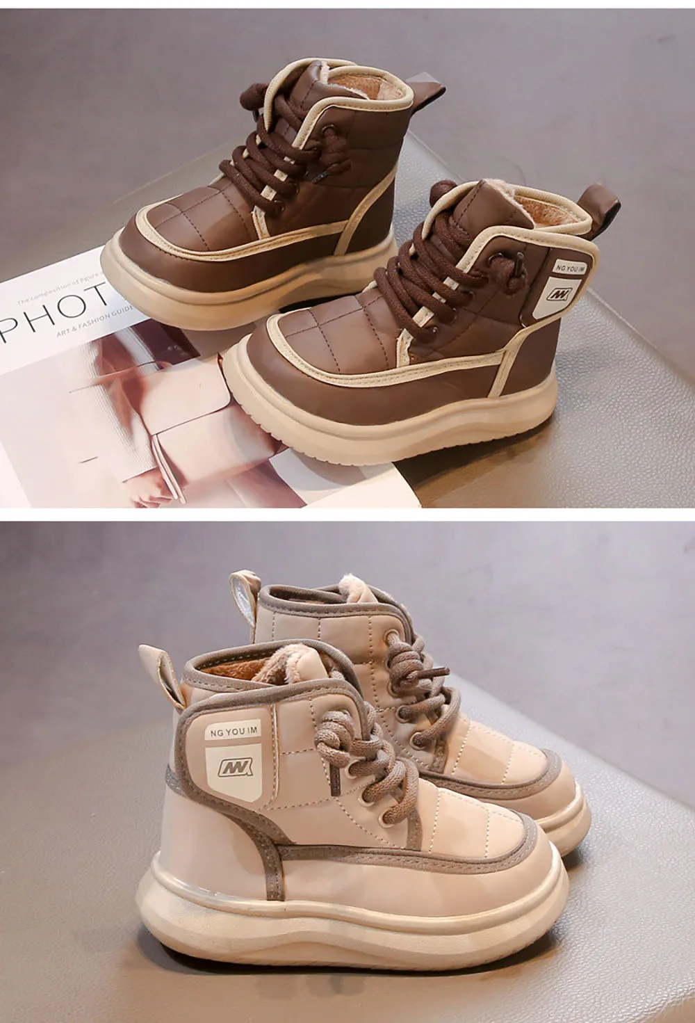 2024 Tendenza Moda Bambini Neve Antiscivolo Adolescente Ragazza Peluche Stivali Morbidi Suola Finta Pelliccia Cotone Scarpe Per Ragazzi_voghion.com