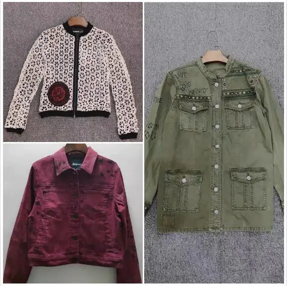 

Foreign Trade Original Order Spain New Women's Short Jacket Zipper Embroidery Printing Hollow out Thin Fashion Coat