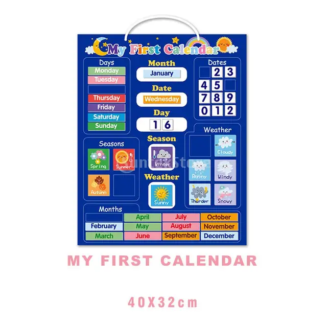 Circle Learning Education Time Center Calendar Cards Classroom Development Pocket Charts My First Calendar for Kids 4