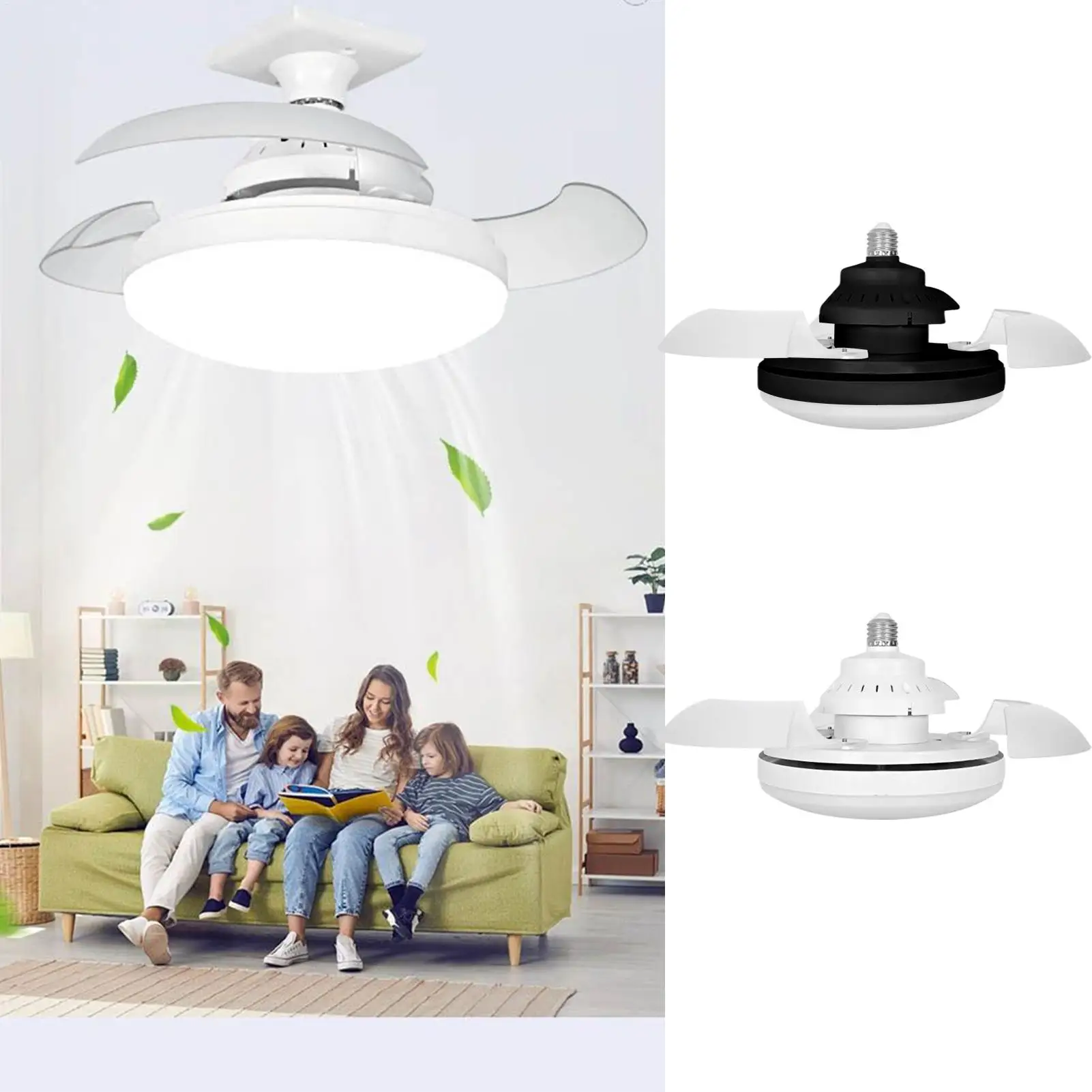 Ceiling Fan with Lights Remote Control Retractable Ceiling Fan Multi-Functional Noiseless Blower Space-Saving Device for Living