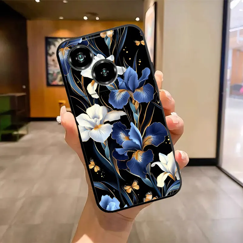 Fashion Soft Silicone Shockproof Butterfly Marble Black TPU Phone Case