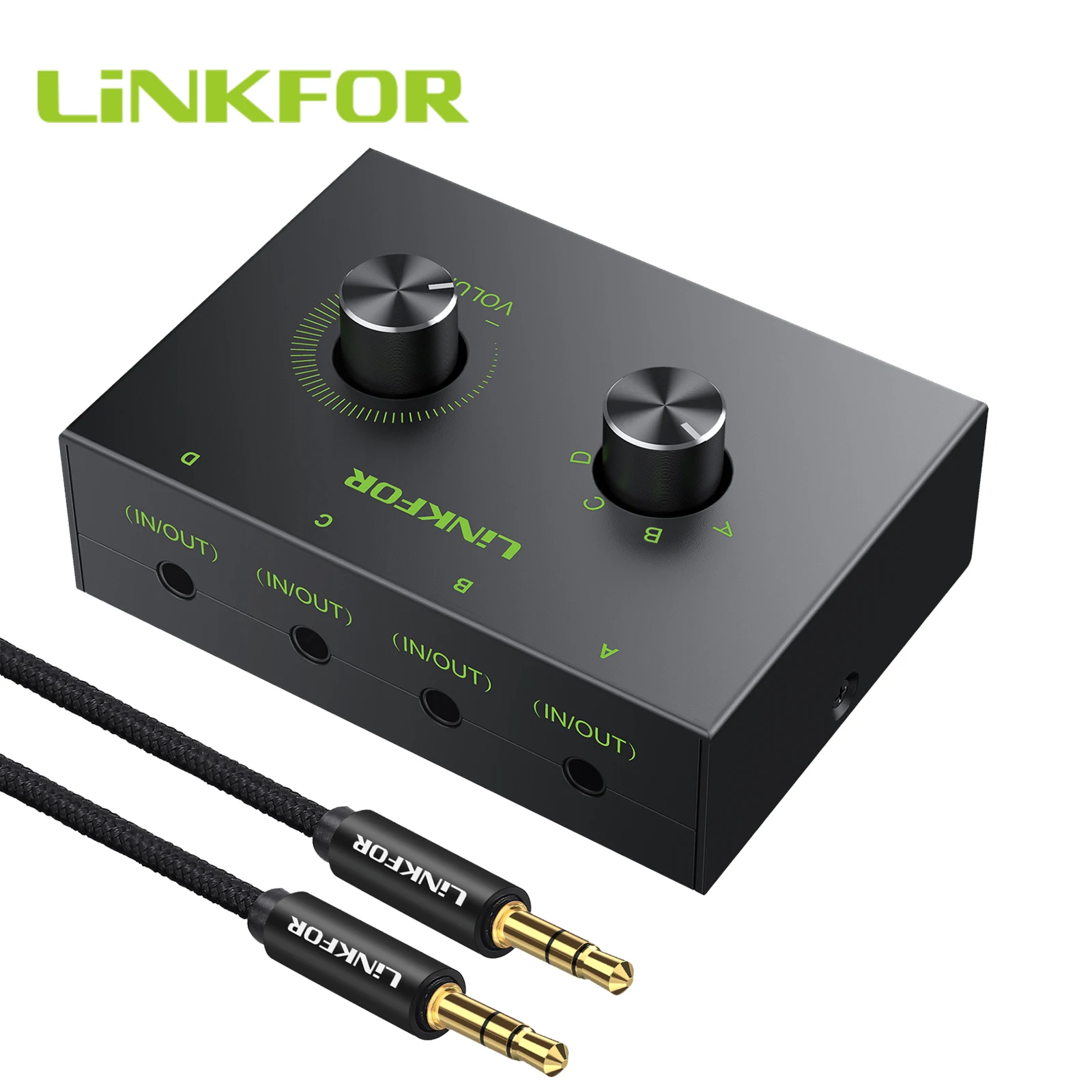 Linkfor 2 Vie/4 Vie 3.5Mm Switcher Audio Stereo Switch Audio Bidirezionale Splitter Box 2 In 1 Out 4 In 1 Out Con Pulsante Mute
