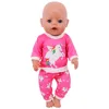 Handmade Crew Neck Pajamas For 18Inch American Doll Accessory Girl 43 cm Baby Born Clothes 43 cm Doll Accessories Our Generation 2