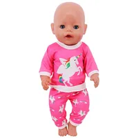 Handmade Crew Neck Pajamas For 18Inch American Doll Accessory Girl 43 cm Baby Born Clothes 43 cm Doll Accessories Our Generation 2