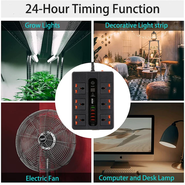 3000W 신제품 6 AC 범용 콘센트 전원 스트립 PD20W QC3.0 고속 충전 소켓 연장 케이블 USB 충전기, EU 플러그 서지 보호기