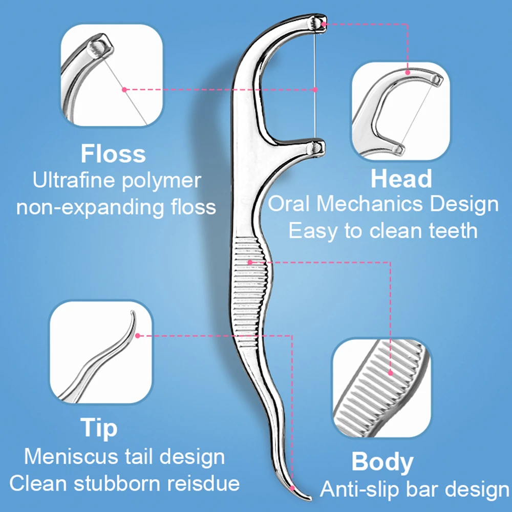 Stainless Steel Dental Floss Toothpicks Environmental Friendly Material Oral Care Teeth Cleaning Tool Metal Teeth Stick 3pcs/bag
