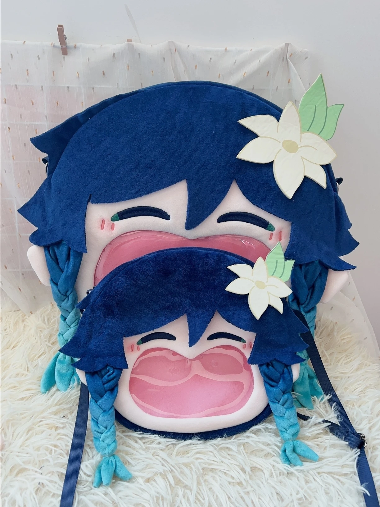 

Game Anime Genshin Impact Venti Cosplay Cartoon Cute Bag Plush Knapsack Shoulder Crossbody Backpack Gift