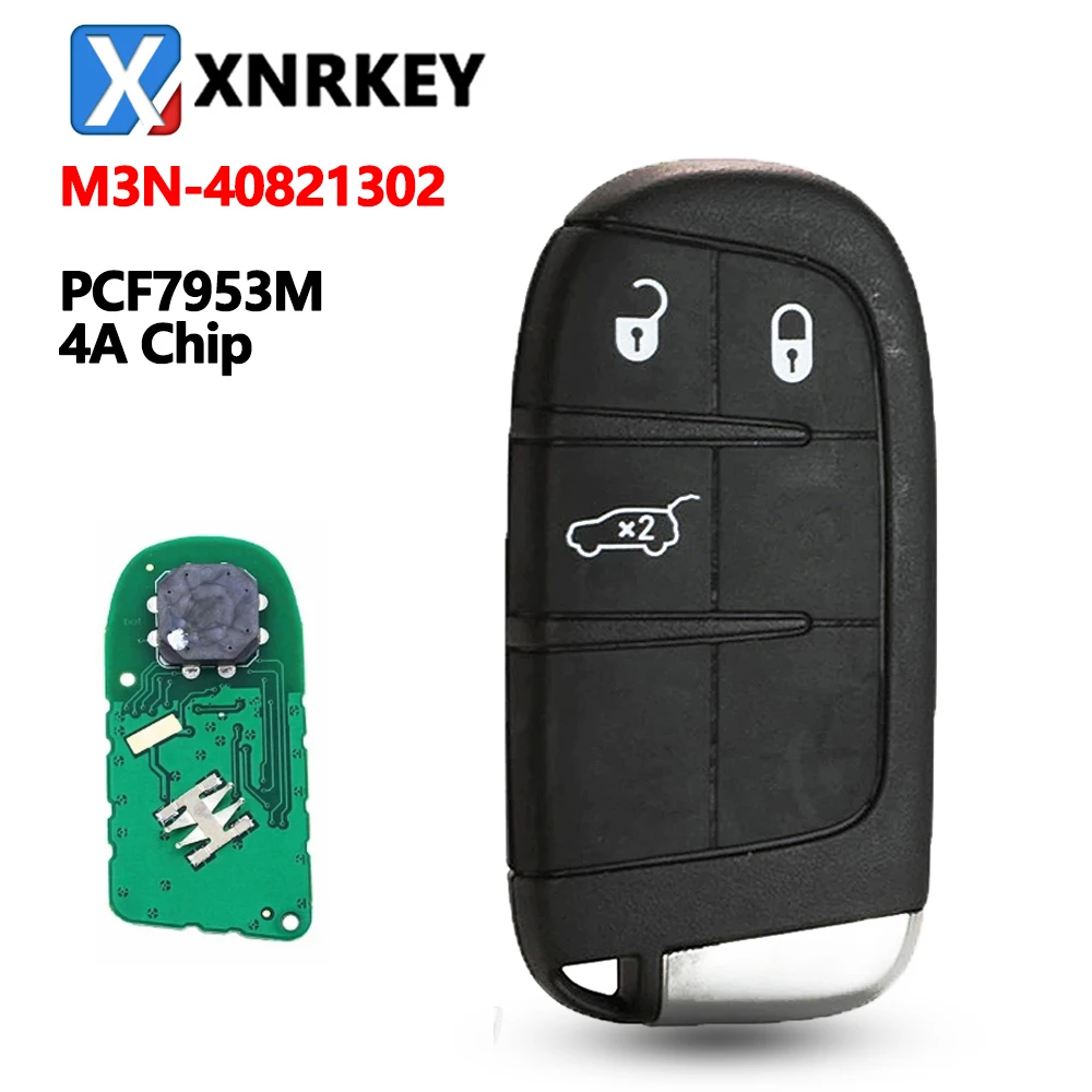 

XNRKEY 3 Button Smart Remote Key PCF7953M/4A Chip 433Mhz FCC M3N-40821302 for Fiat 500 500L 500X 2016+ Car Key