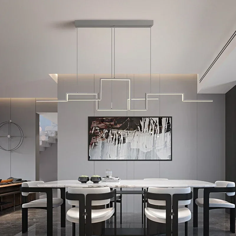 Nordic Simple Geometry Led Chandeliers Lighting Dimmable Living Dining Room Pendant Lights Home Decor Kitchen Bar Hanging Lamps