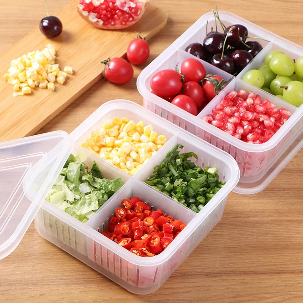 Description Picture 4 of itemFresh Keeping Box Refrigerator Onion Ginger Garlic Food Storage Plastic Transparent Drain Food Sealed Box