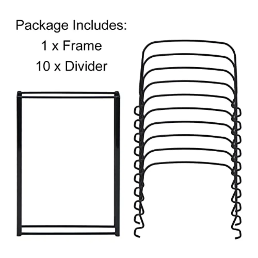 10+ Bakeware Organizer Rack for Kitchen Bakeware Cookware Dinnerware Cutting Boards Plates Pot and Pan Lids Black