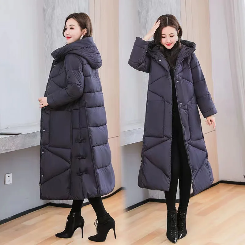 Giacca Invernale Calda Da Donna Cappotto Lungo Con Cappuccio Parka Slim Down Cotton Addensare Giacche 2023 New Female Outwear Puffer Parka