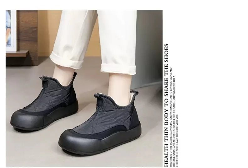 Dicke Sohlen Design Baumwolle Schuhe für Frauen 2024 Herbst und Winter Neue Plüsch Isolierung Flache Top Sport Schuhe Zapatillas Mujer – Detail 18