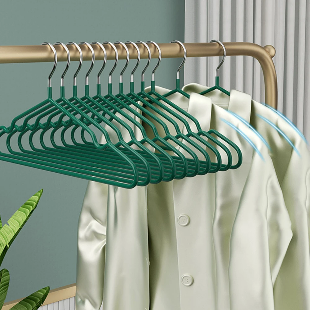 10PCS Dip Plastic Coat Hanger Household Drying Non-Slip Clothes Hanging Thick Non-Trace Adult Children Coat Hanger