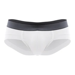 Breathable White Low - Waisted Men's Briefs with U - Shaped Pouch for Summer Comfort (WHITE)