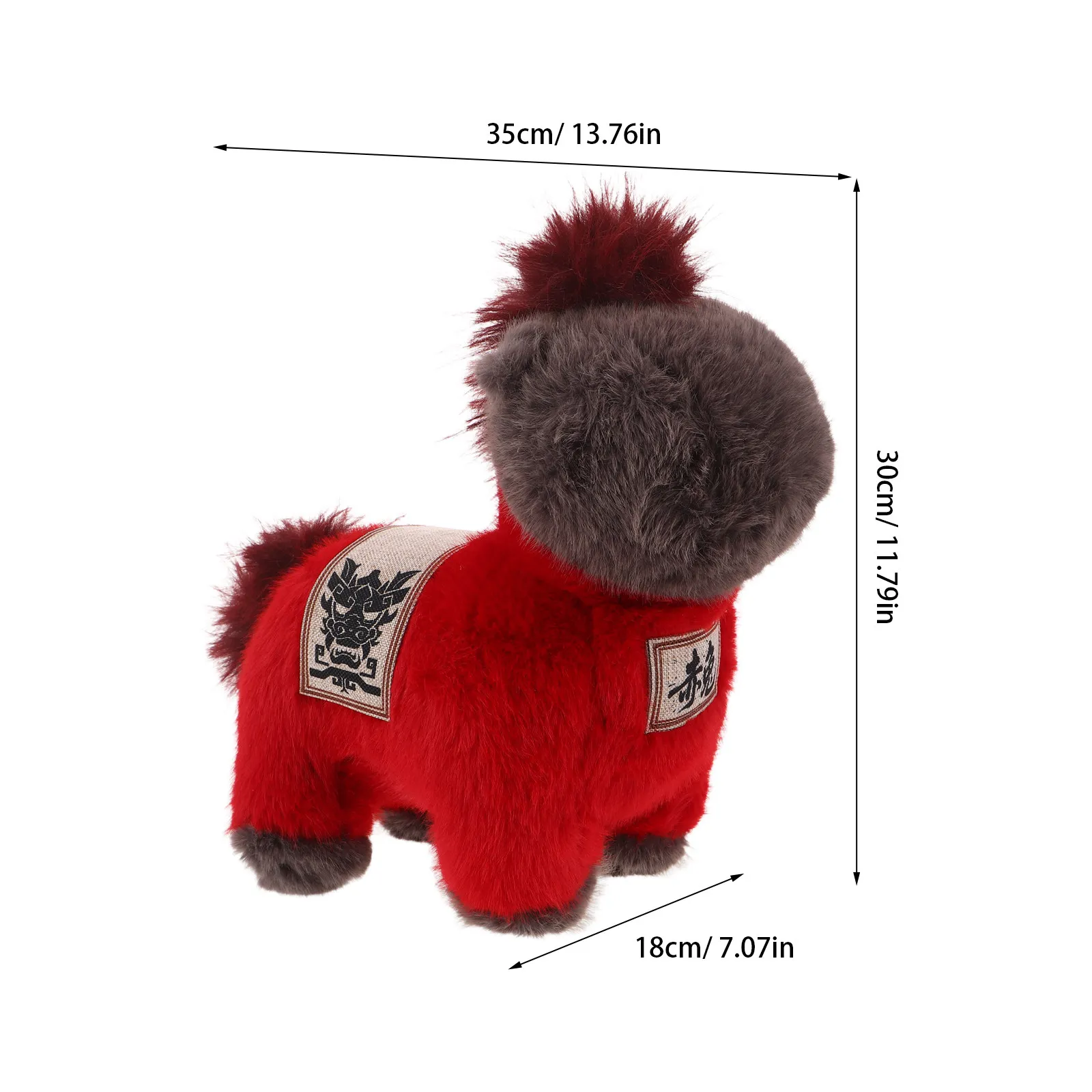 35cm 실물 같은 말 인형 중국 십이지신 마스코트 새해 장식 취침 동반자 테이블 장식품 파티 선물 봄 장식품