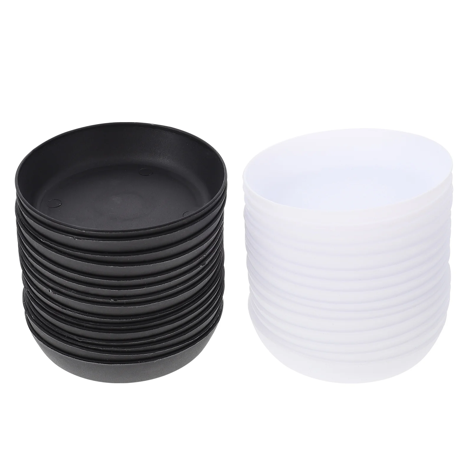 30pcs Flower Water Tray Drip Trays Saucers Planter Trays Round Flower Pot Drip Pans Dishes Plates Black White 7cm