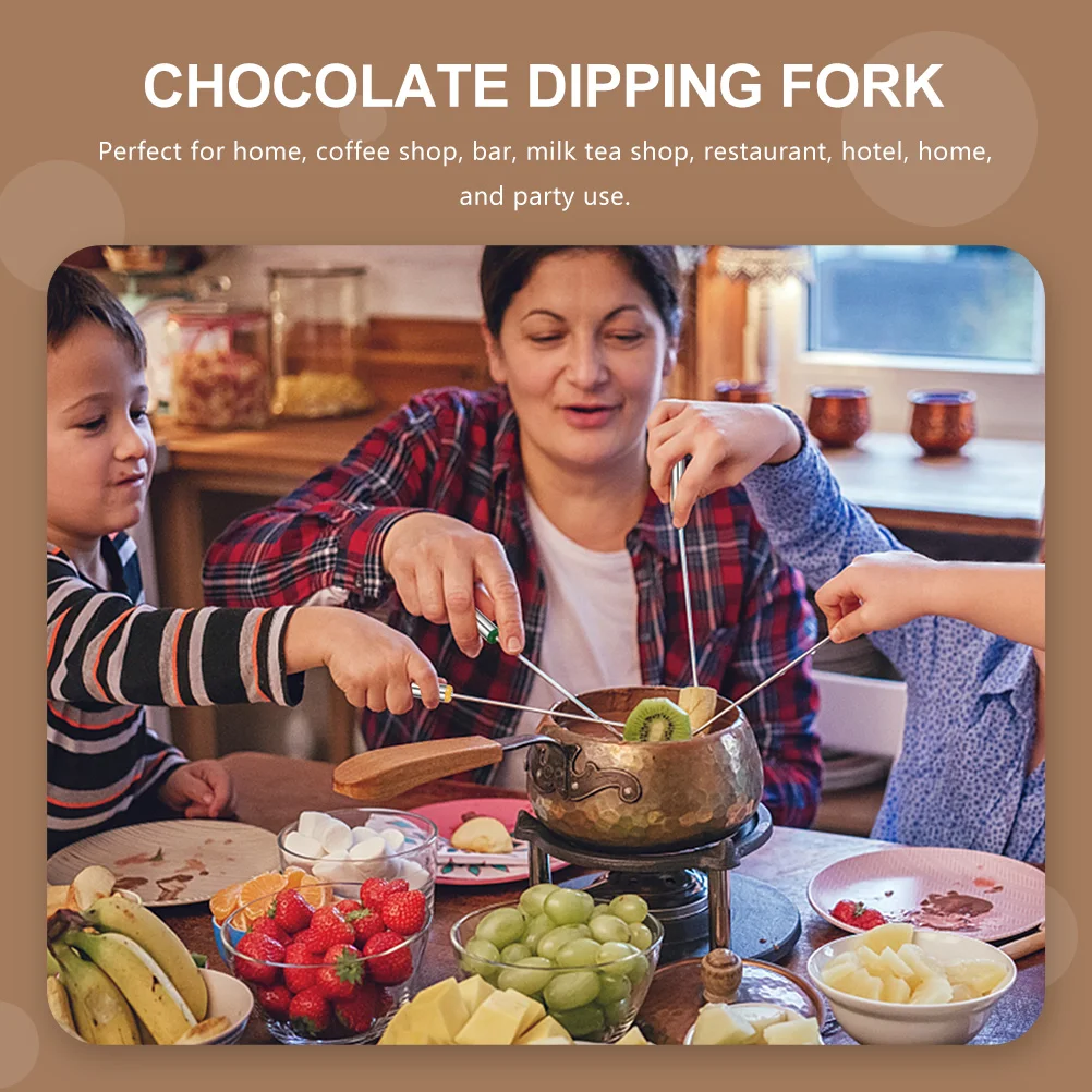 12Pcs Stainless Steel Fruit Forks Chocolate Dipping Tools Fondue Set Marshmallow Roasting Skewers Barbecue Forks Cheese Fondue