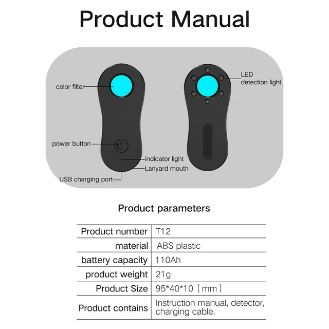 T12 new anti-monitoring positioning GPS intelligent wireless signal detector hotel camera infrared detector 6