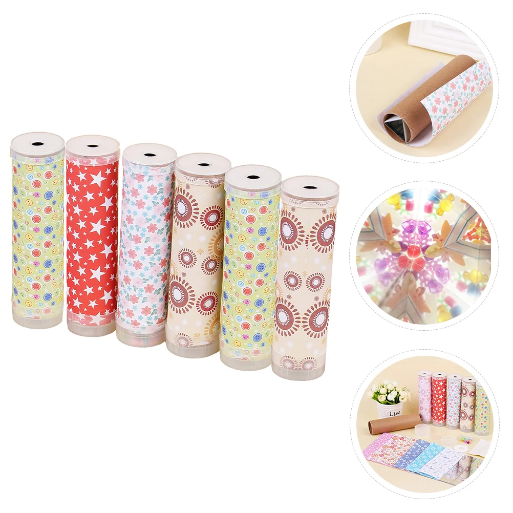 6 Pcs DIY Kaleidoscope Tool Printed Paper Teaching Aids Christmas Suite Kids Materials Tools Kits Making Props Child Toys Hand