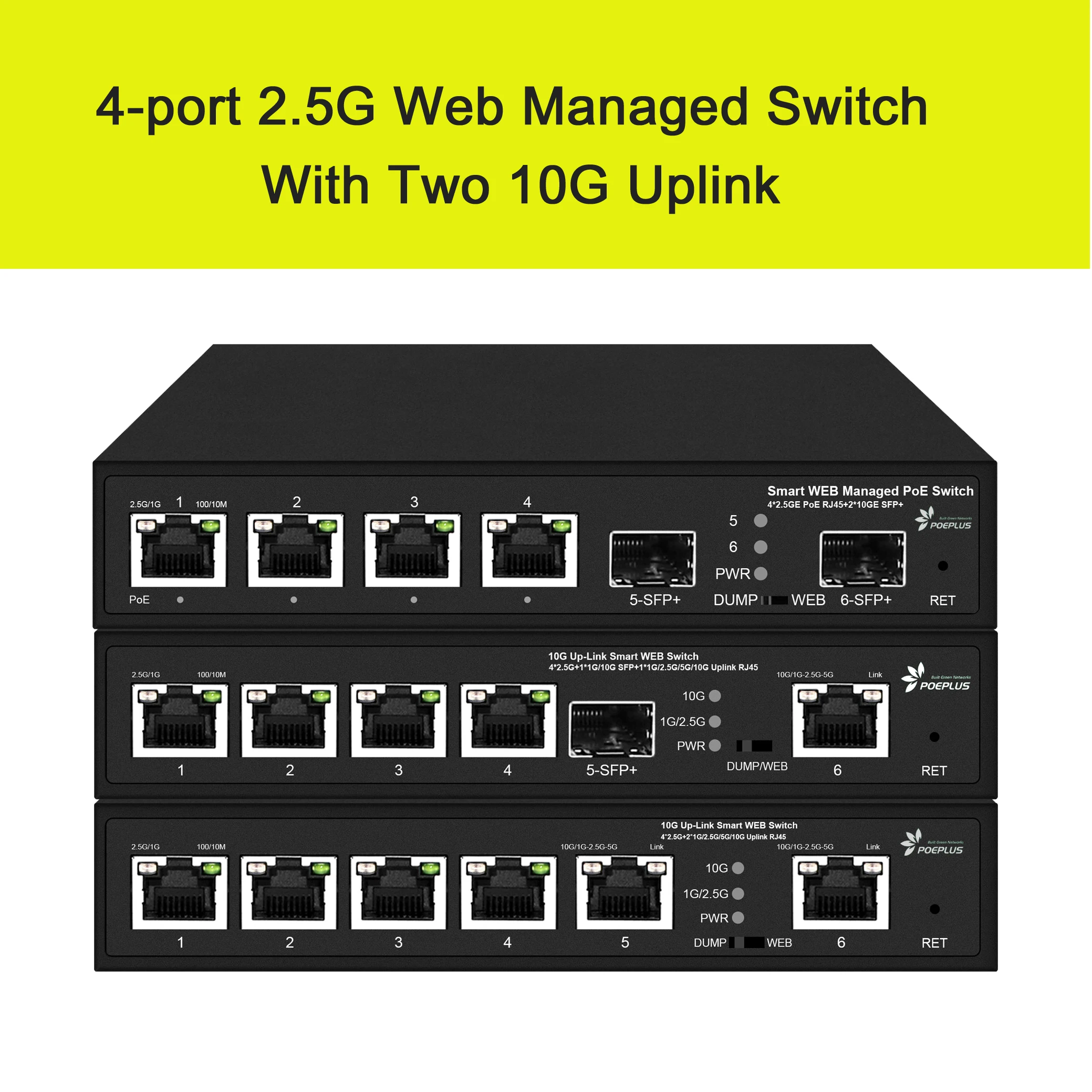 Portas 2.5gps Poe ou Rj45 Switch do Servidor com 10gps Planejador 2x10gps Sfp 4