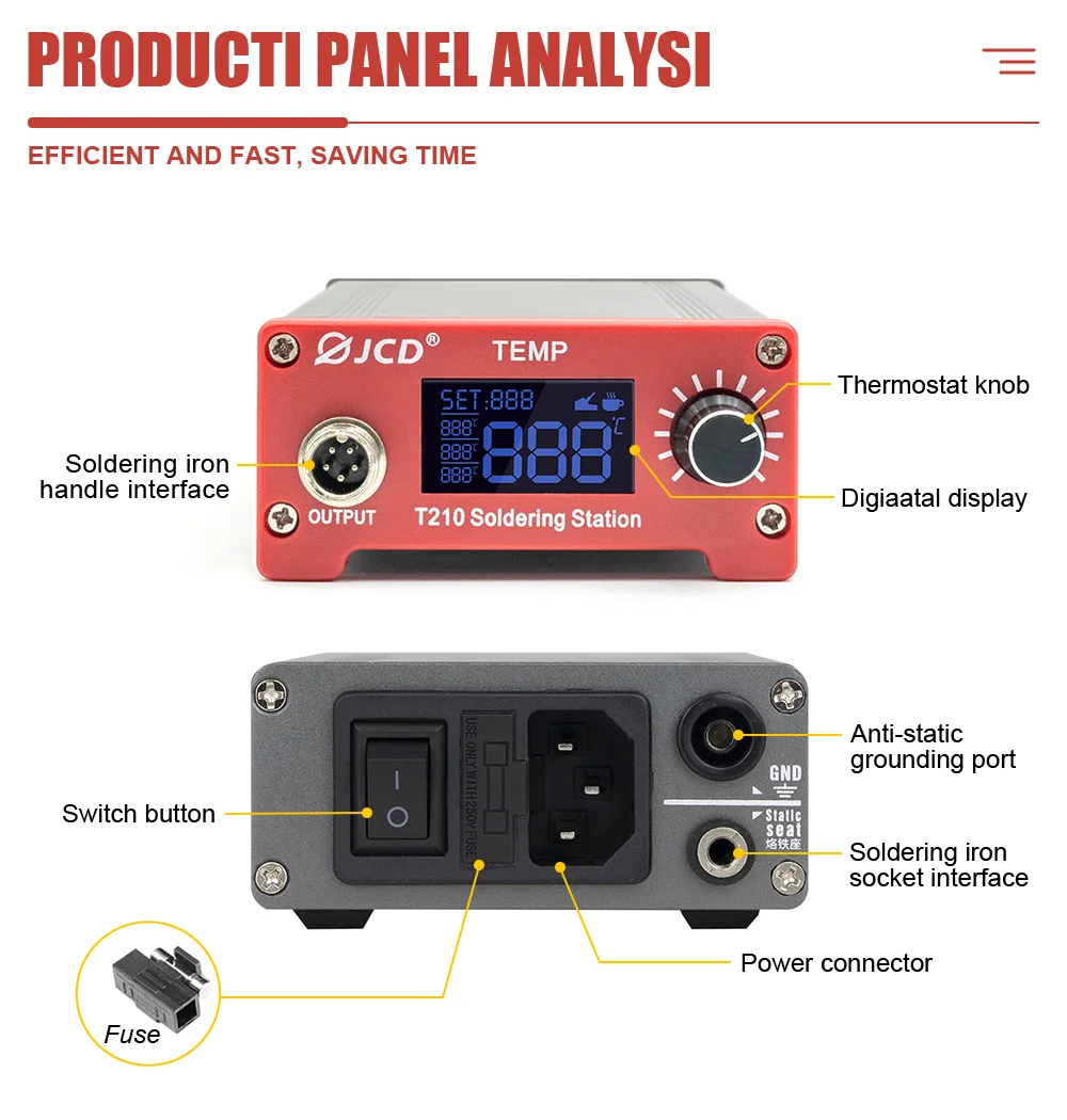 75W Digital Soldering Iron Station Soldering Tips Welding Rework Station OLED Te
