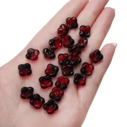 10pcs Gradient Color Osmanthus Flower Glass Beads (Dark Red)