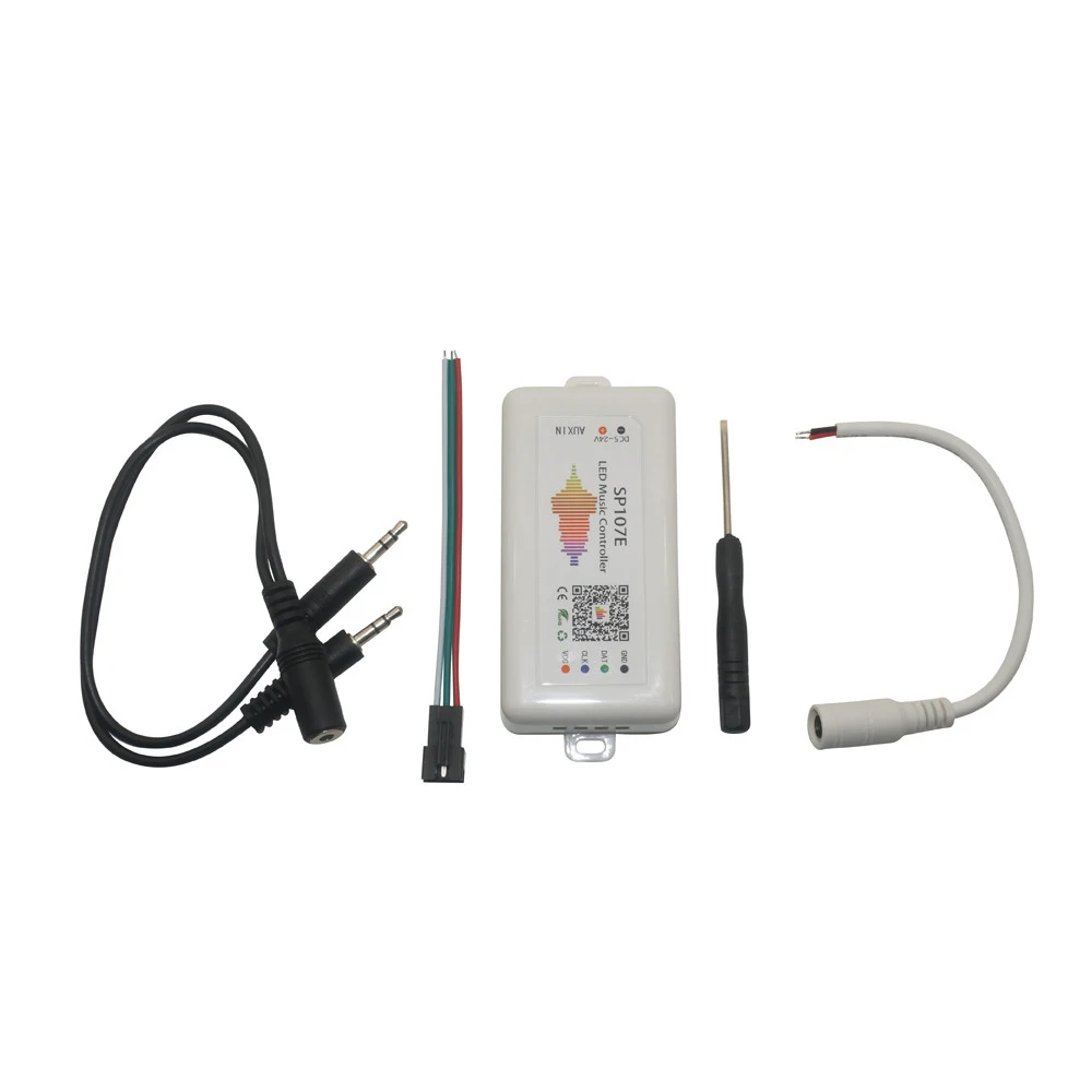 

SP107E DC5-24V Bluetooth-Compatible LED Music Controller RGB by APP for WS2812 SK6812 APA102 LPD8806 Strip Light