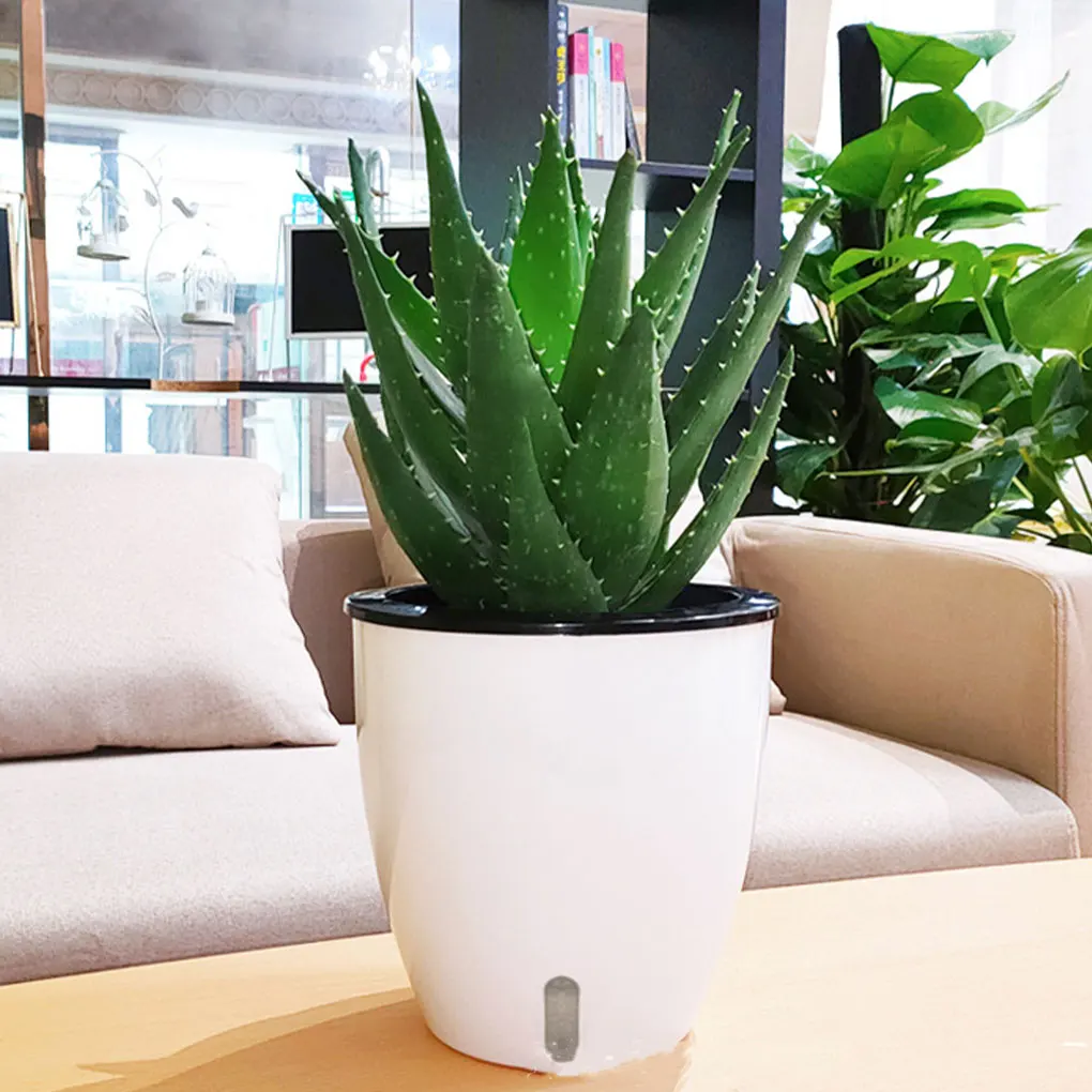 Durable Plant Pots For Growing Flowers Herbs And Vegetables For Small Spaces Self Watering Plant Pot white 180（18*19cm）
